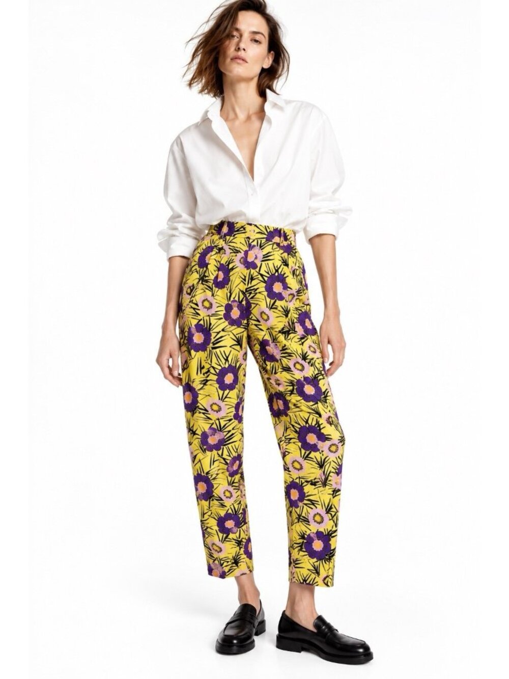 MARNI asticon print trousers pants 40 US 4 6 high rise designer retail $1924